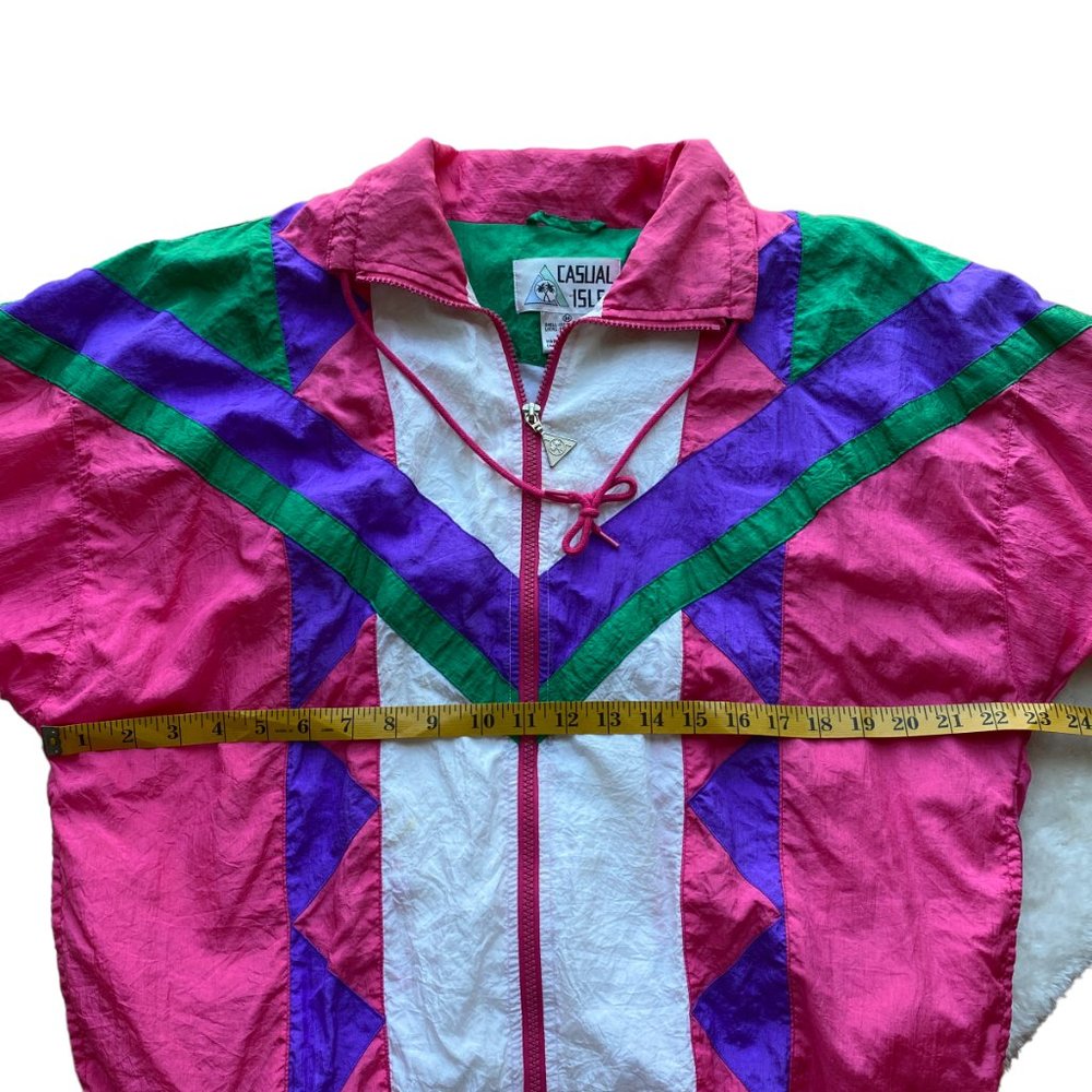 Vintage Y2K Color blocking Granny Track Jacket Nylon Windbreaker 90's Jacket - Picture 10 of 16